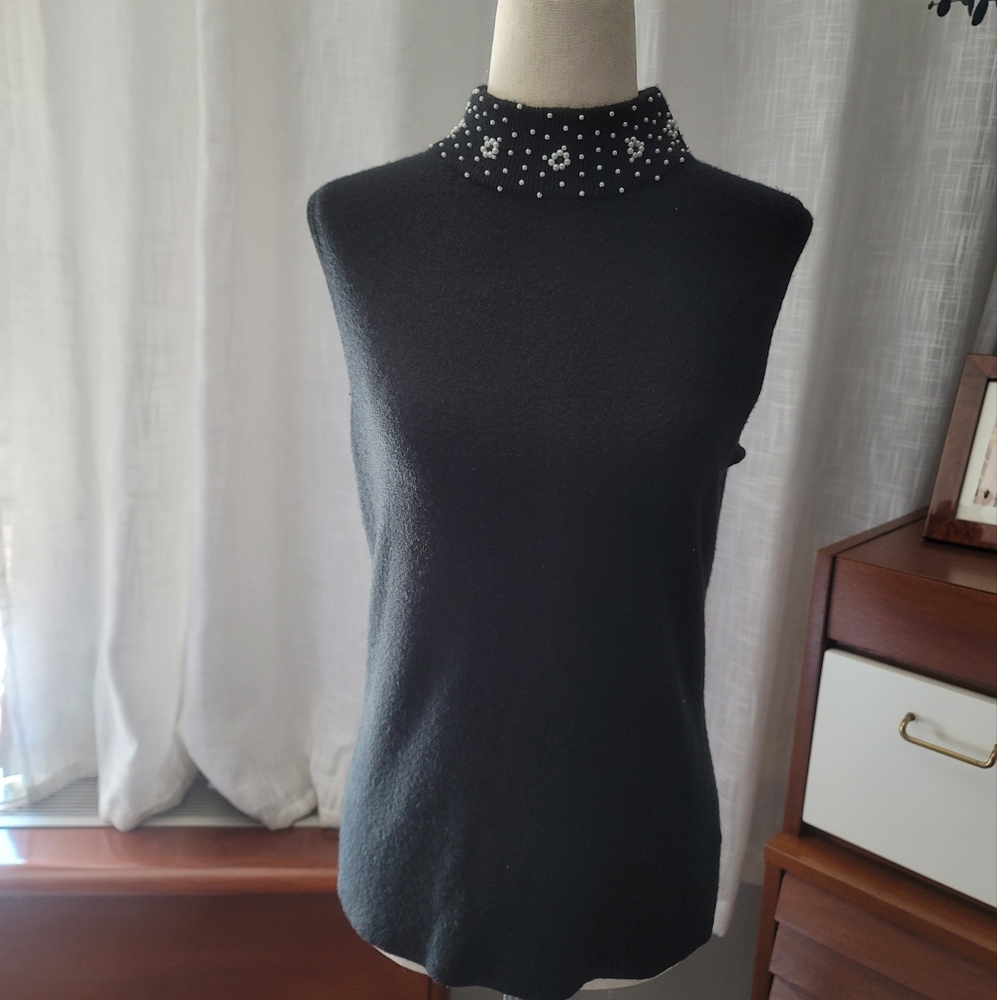 Beaded Mercer Street Sweater Halter Top Size Med